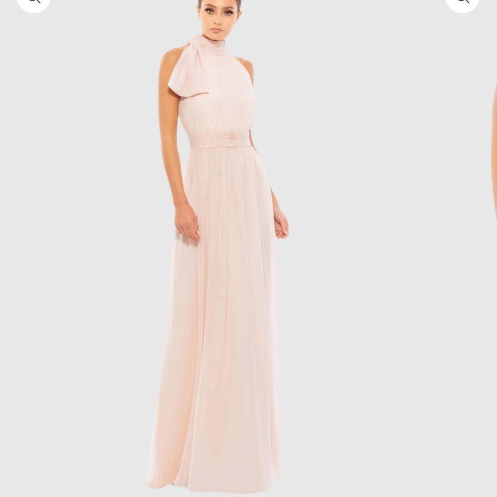 Macduggal Elegant Blush Pink Halter Maxi Dress